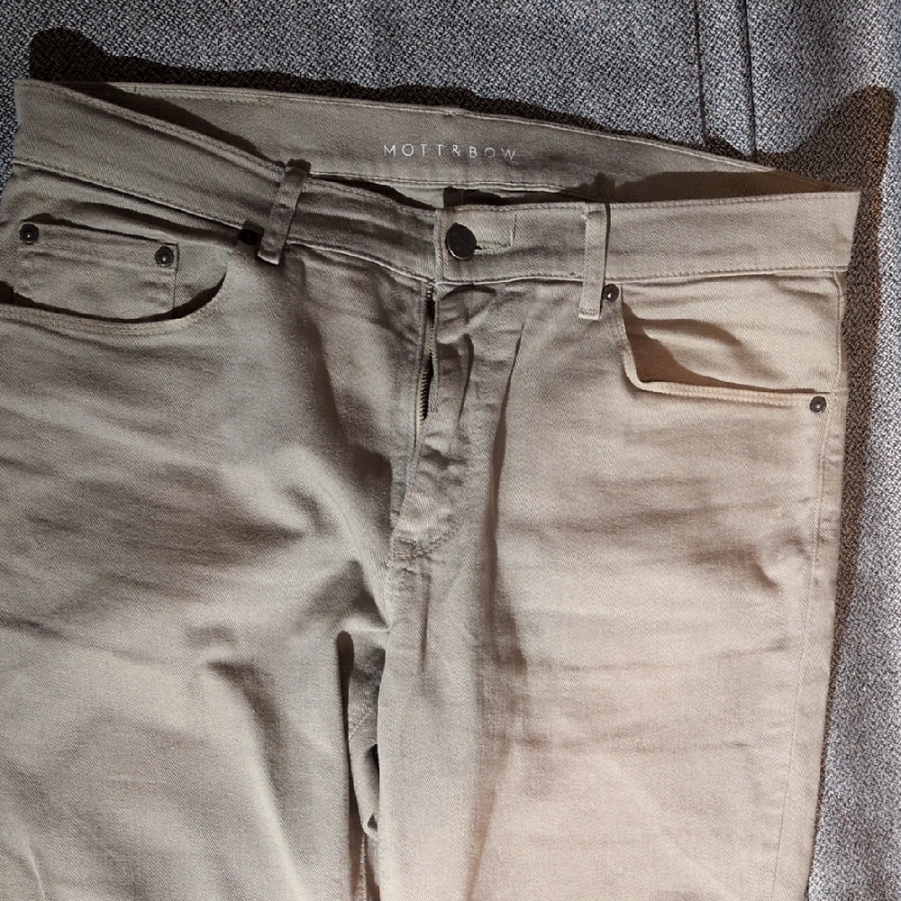 Mott & Bow Men's Slim Fit Beige Jeans
